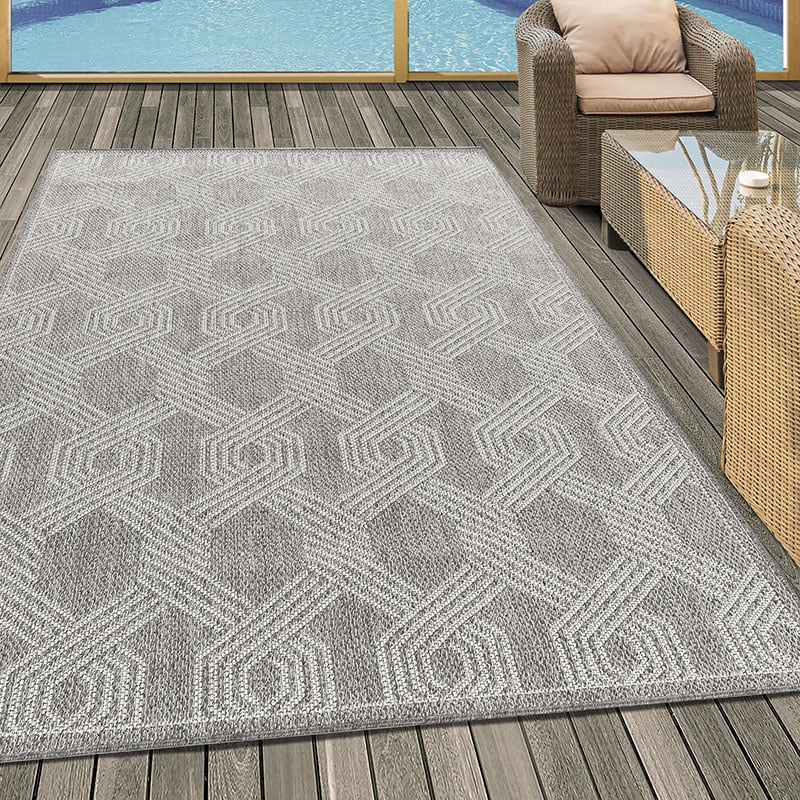 Jute Balcony Rug - Aruba Pattern Grey