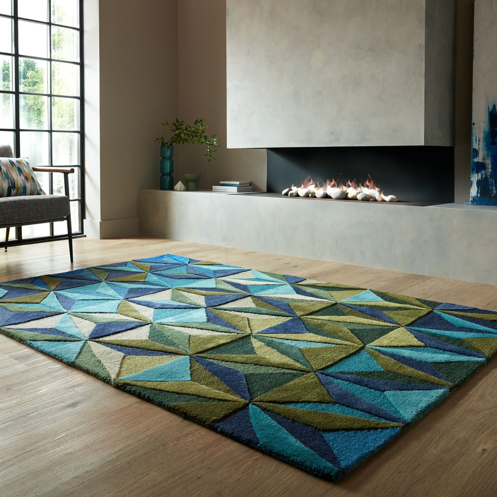 Geometric floor rug - Revelino Blue