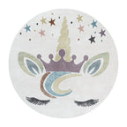 Round Children's Floor Rug Unicorn - Lucy White