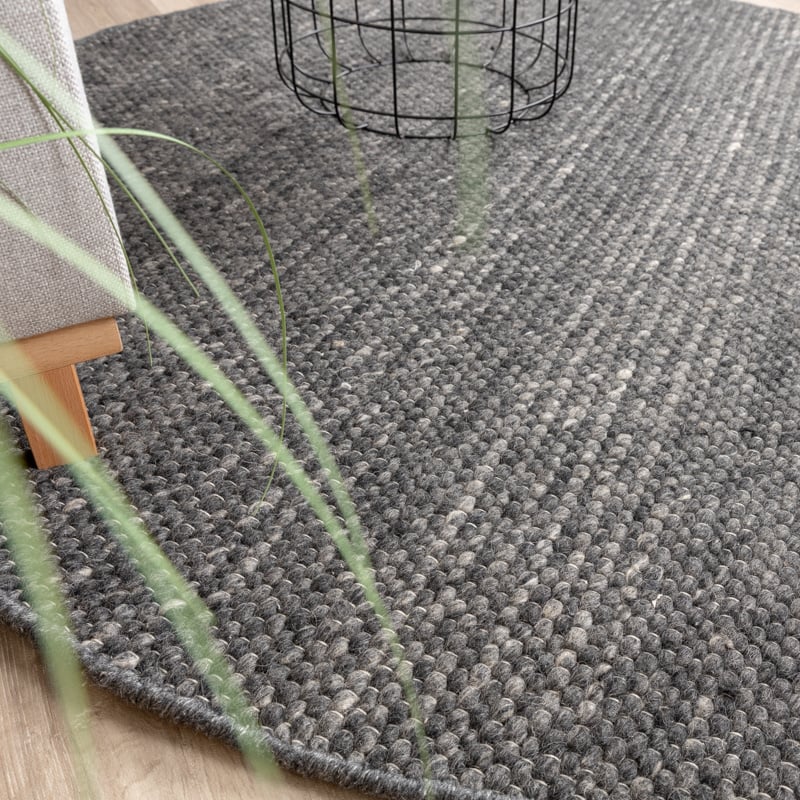 Round Wool Rug - Feline Anthracite/Blended