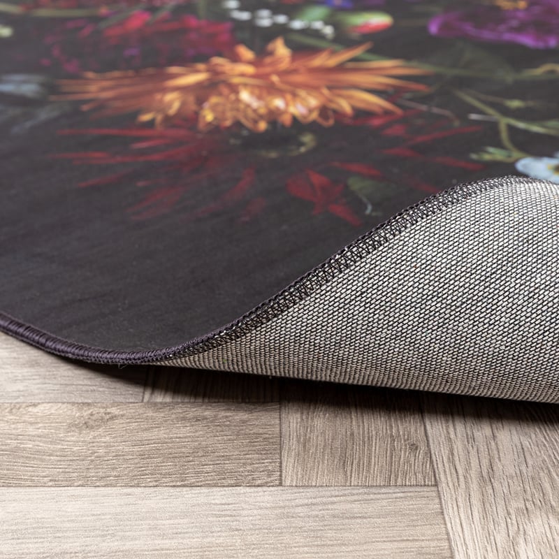 Floral Rug - Florine Black/Pink