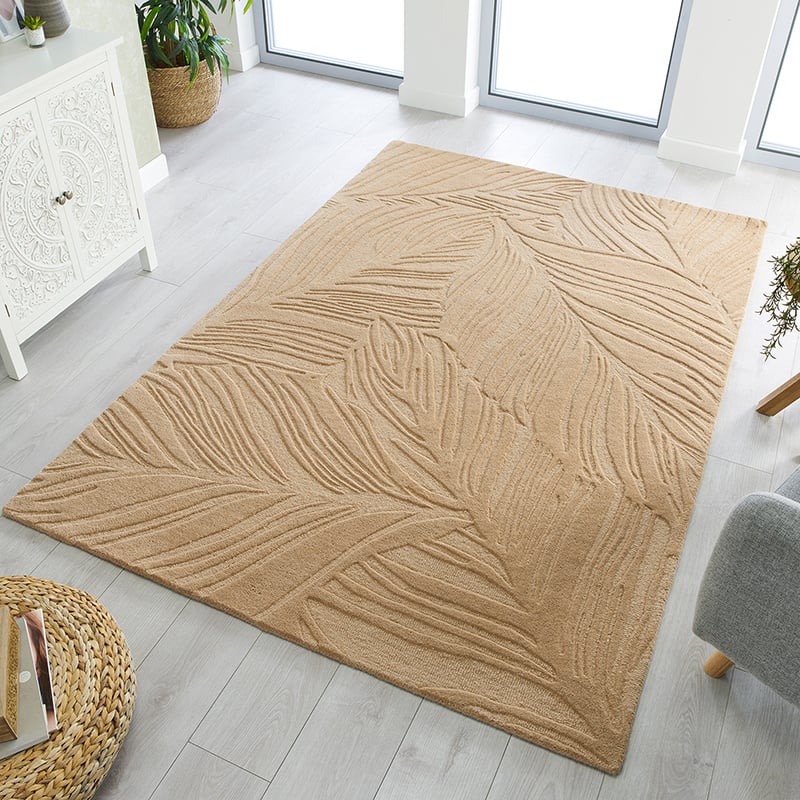Modern floor rug - Solacio Leaves Terra
