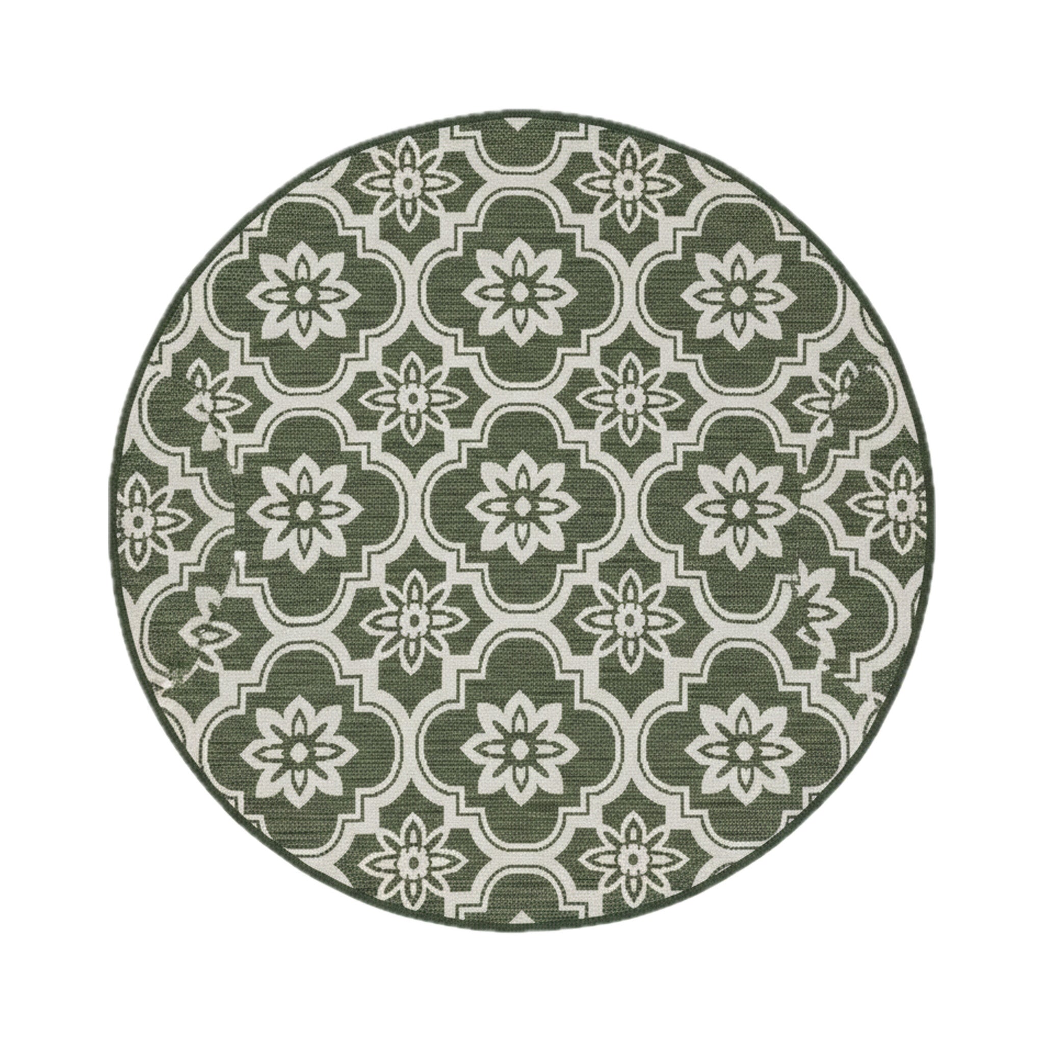 Round Outdoor Rug – Rio Flower Green