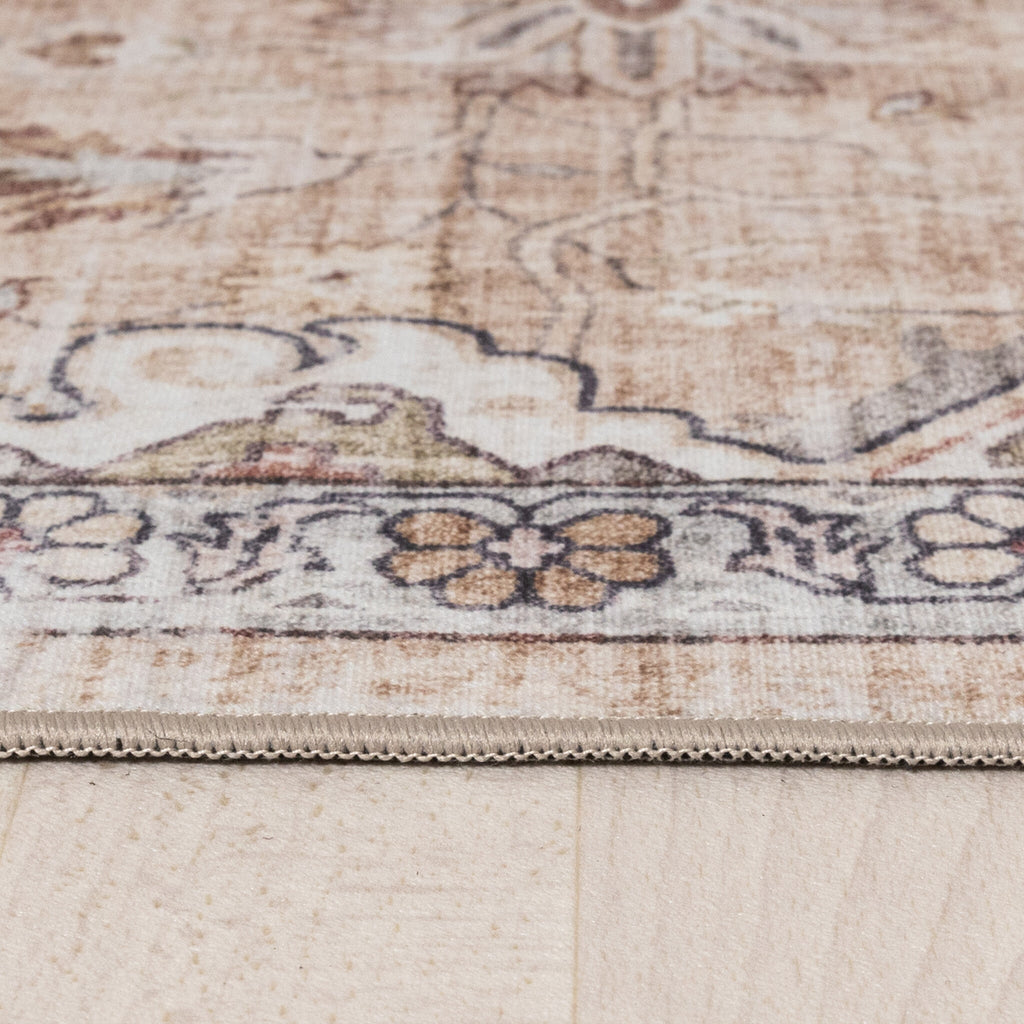 Runder Orientteppich – Leyla Medaillon Taupe