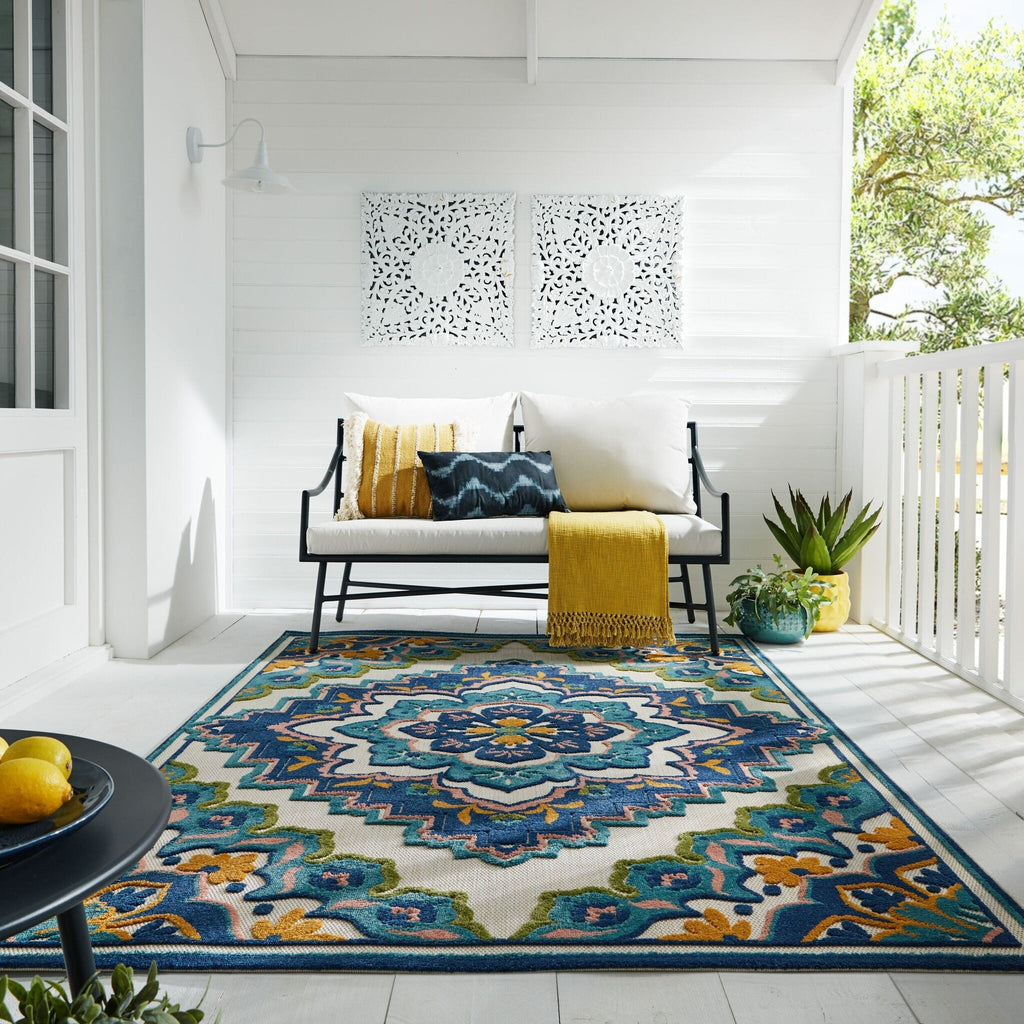 Indoor and Outdoor Rug - Batio Floral Blue/Green