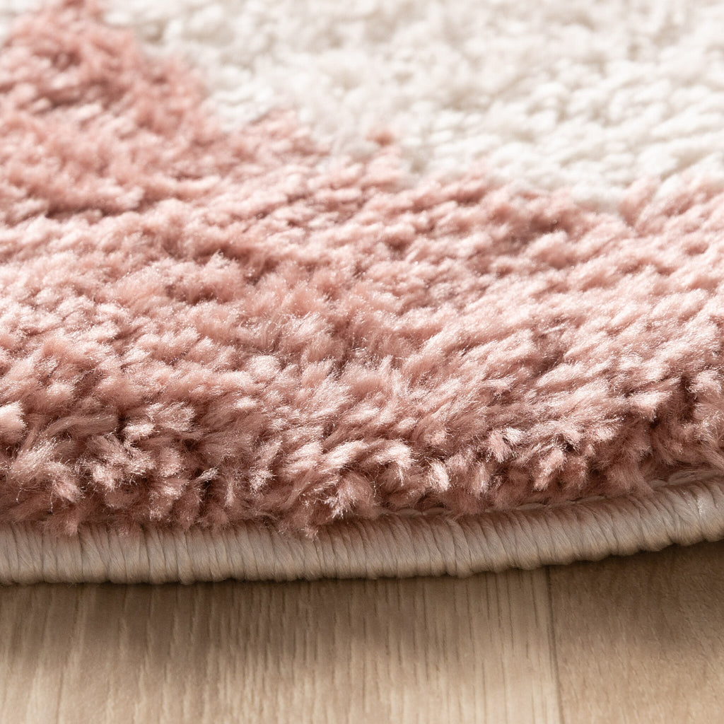 Round Washable Rug – Myrre Pink/White