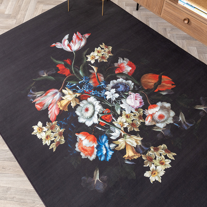 Floral Rug - Florine Black/Blue