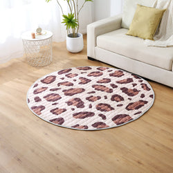 Baby play rug round - Noa Leopard Print Brown