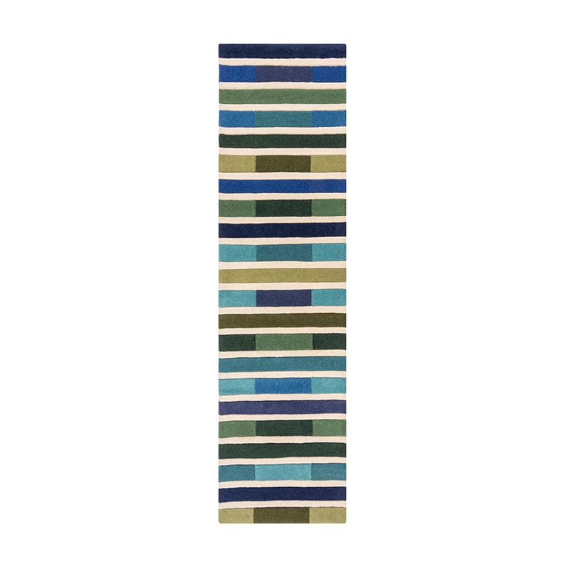Modern Hallway Runner - Illo Piano Green/Multicolor