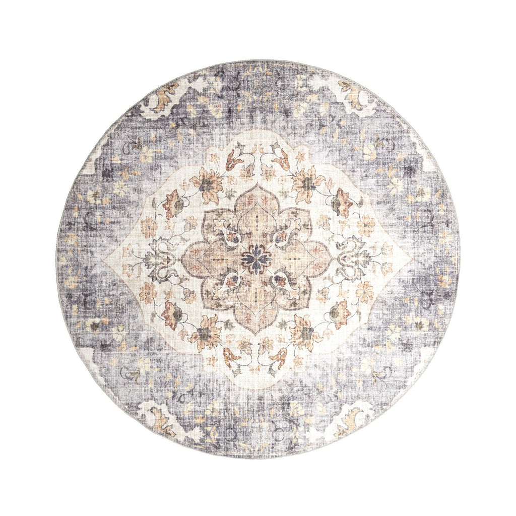 Round Vintage Outdoor Rug - Santo Mandala Blue/Grey