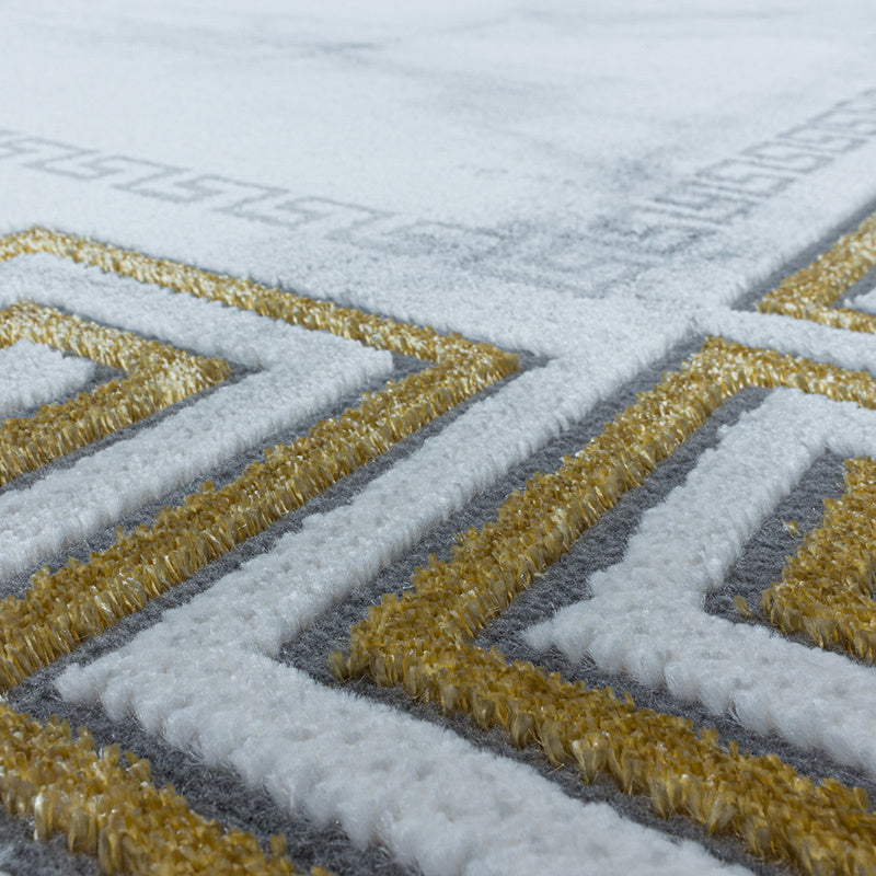 Modern Floor Rug - Marble Edge Grey/Gold