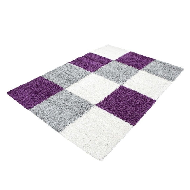 High-pile floor rug - Cube Purple