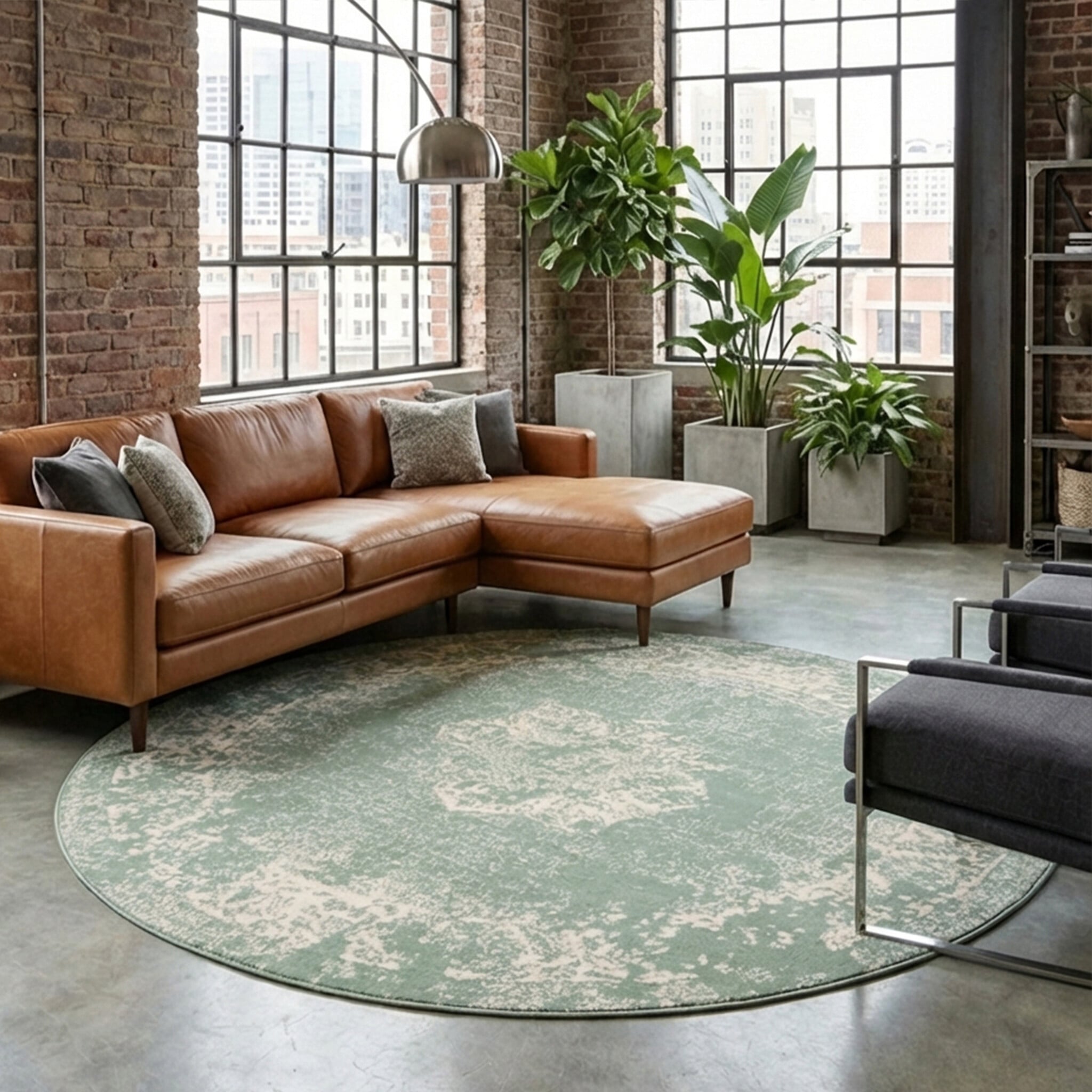 Round Vintage Rug - Wonder Green