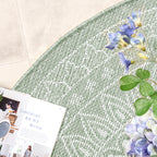 Round Outdoor Rug - Summer Azteca Green