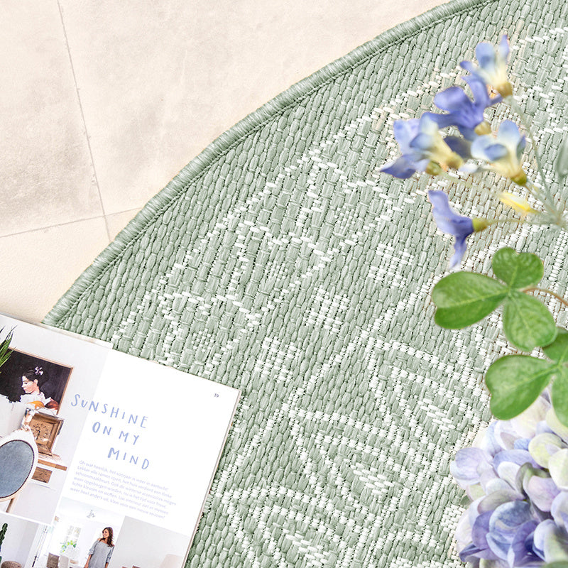 Round Outdoor Rug - Summer Azteca Green