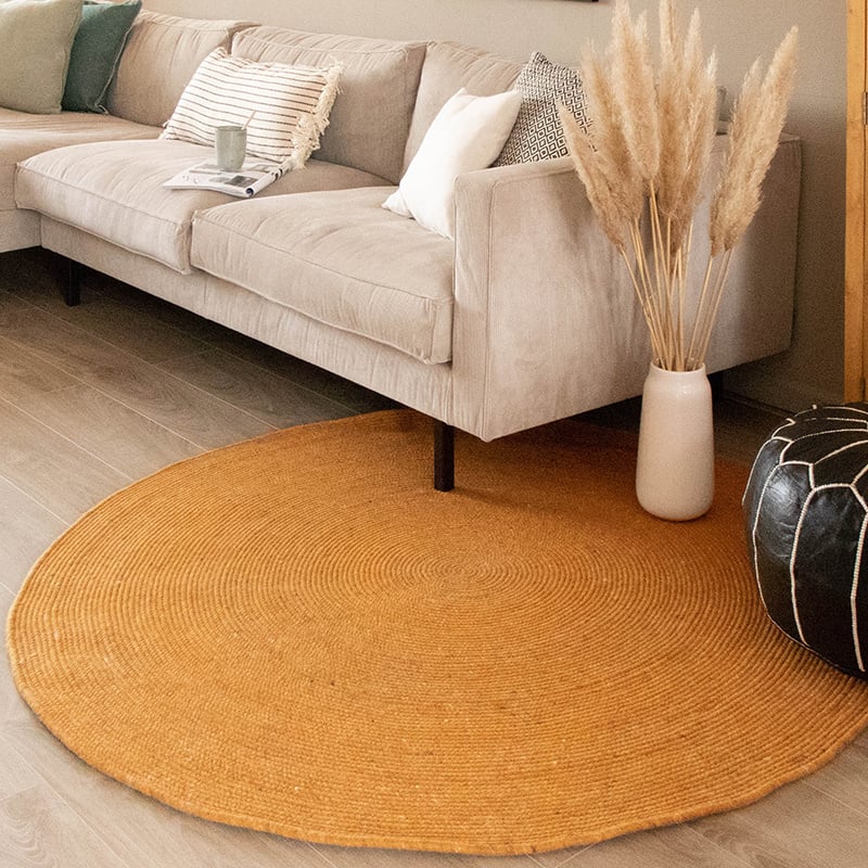 Round Wool Rug - Wise Yellow