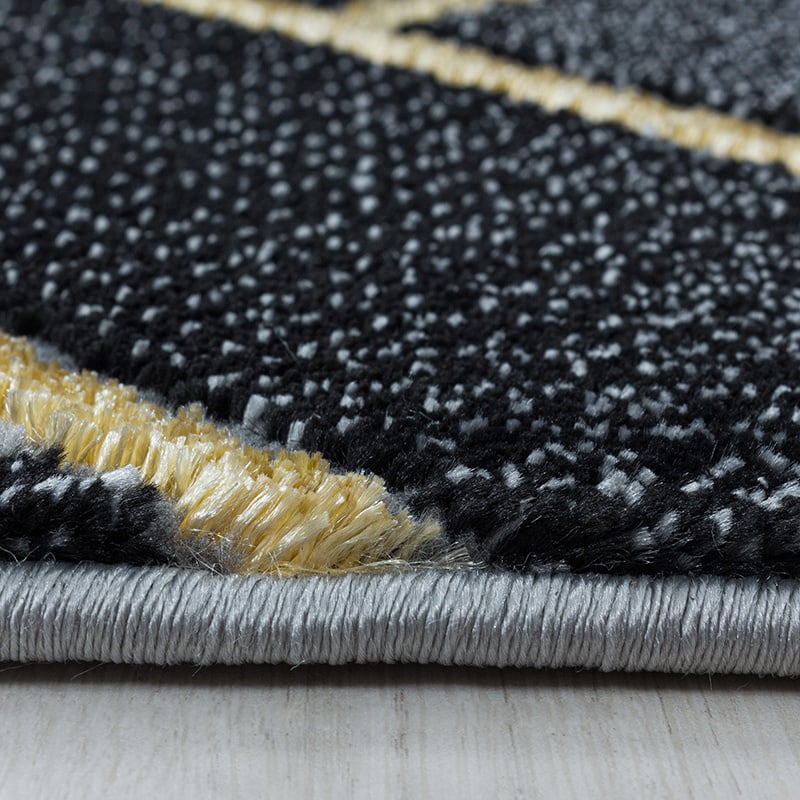 Modern floor rug - Marble Pattern Anthracite/Gold