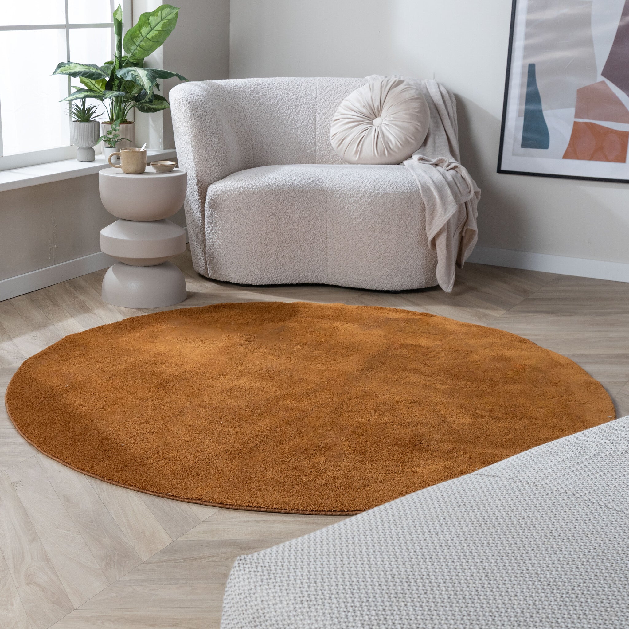 Round Washable Rug - Vivid Terra