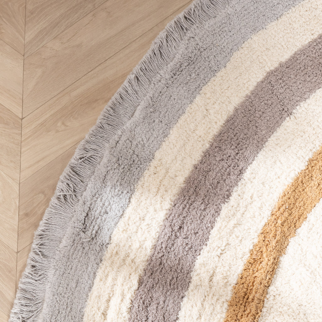 Round washable kids rug - Milo Grey