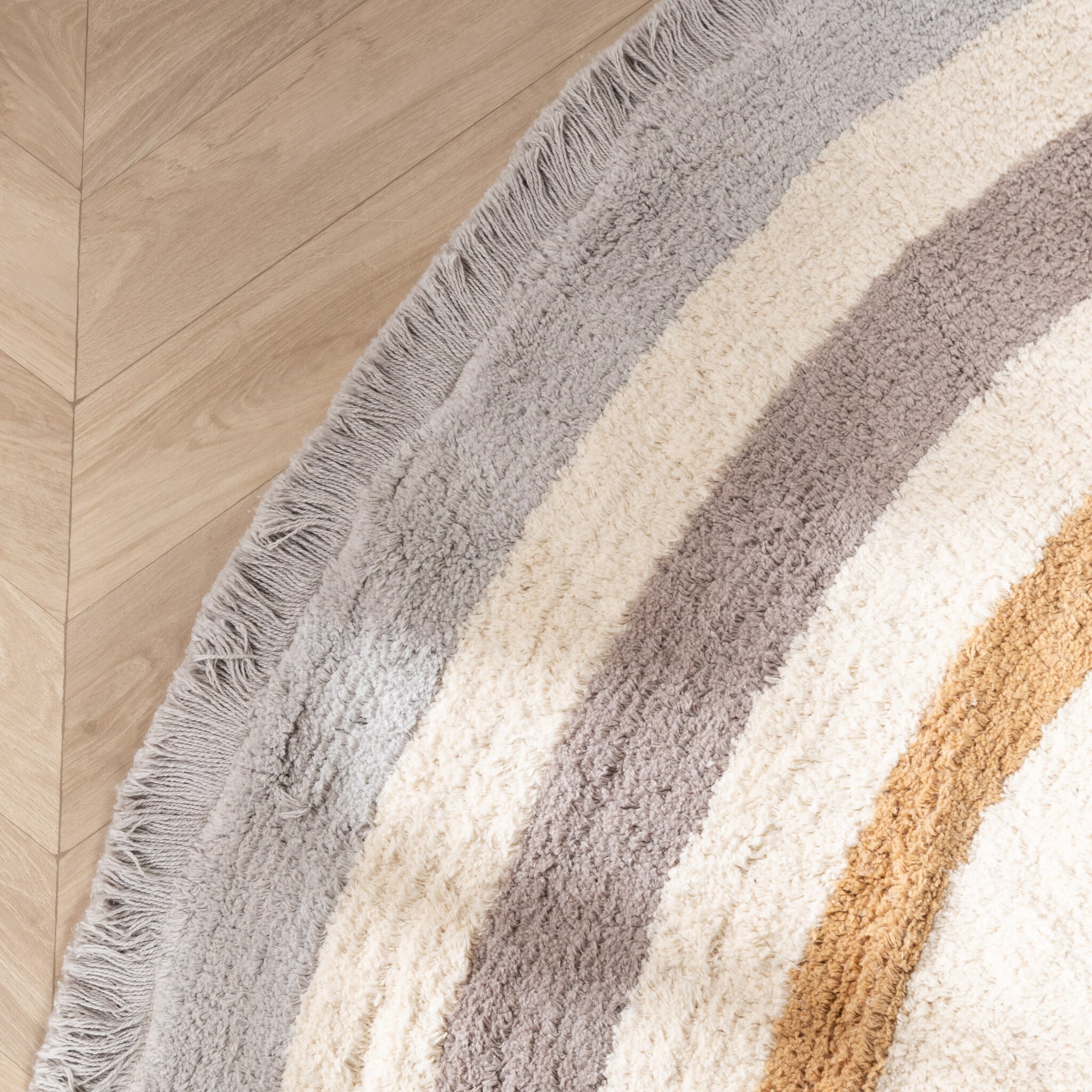 Round washable kids rug - Milo Grey