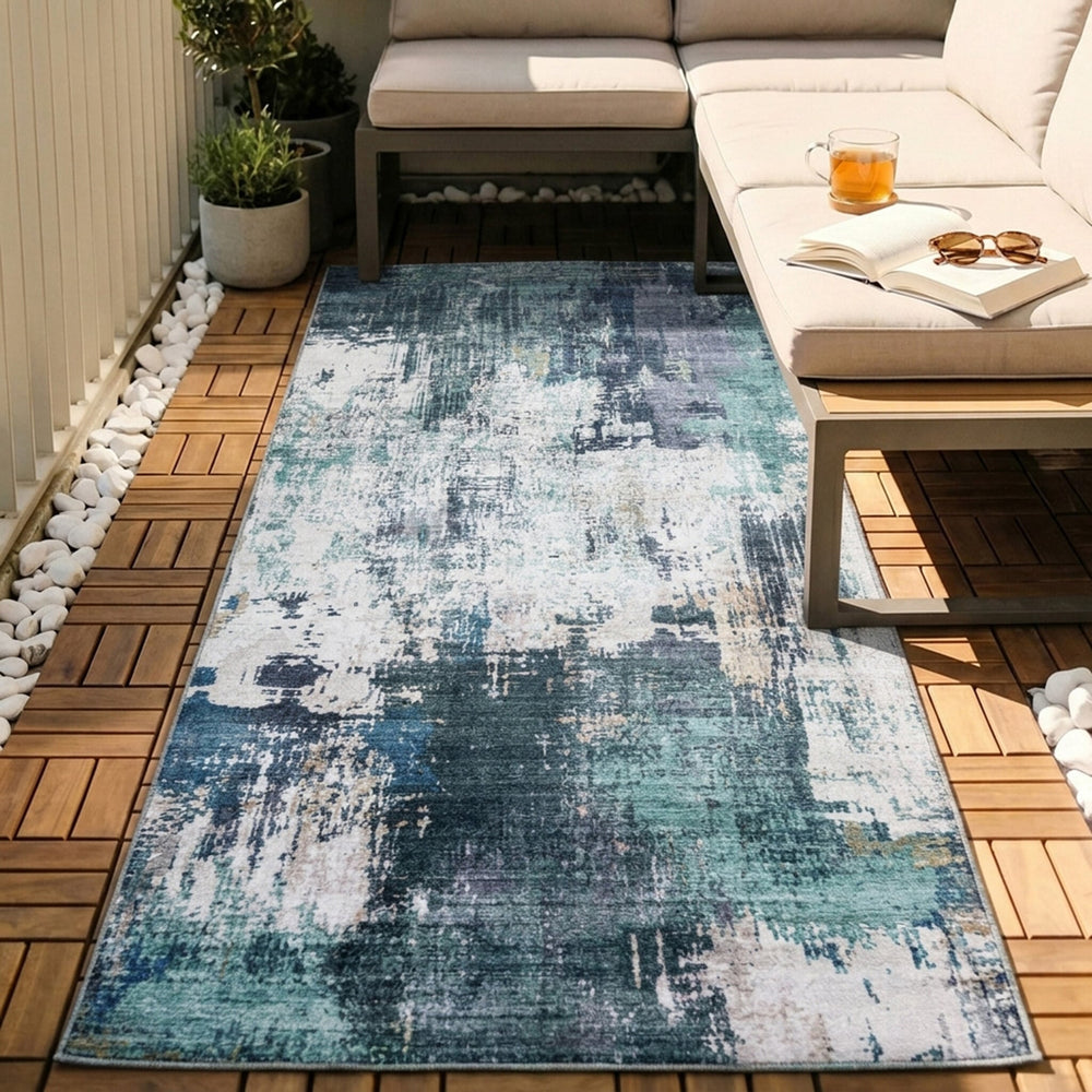 Washable Runner - Domingo Grunge Green/Cream