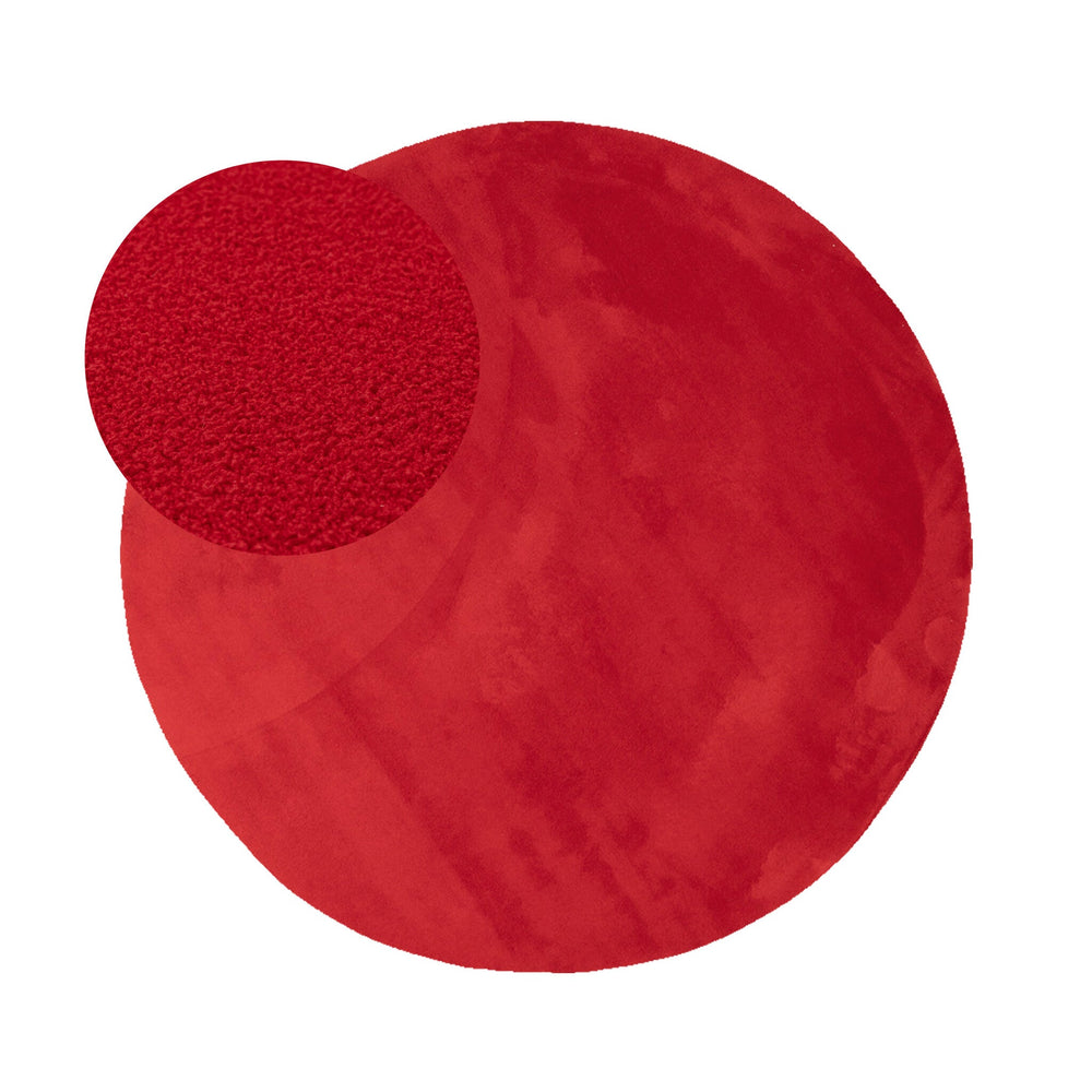 Round Washable Rug - Vivid Red