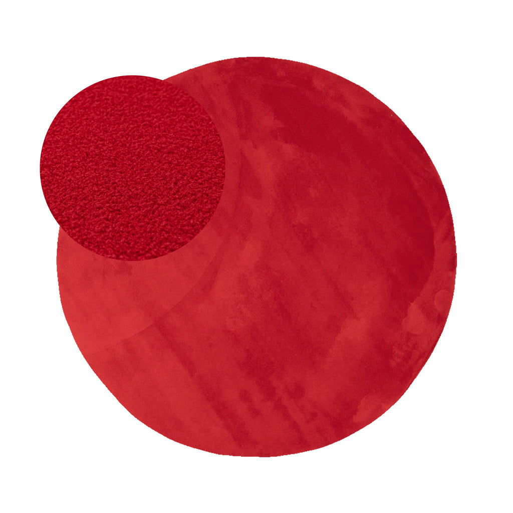 Round Washable Rug - Vivid Red