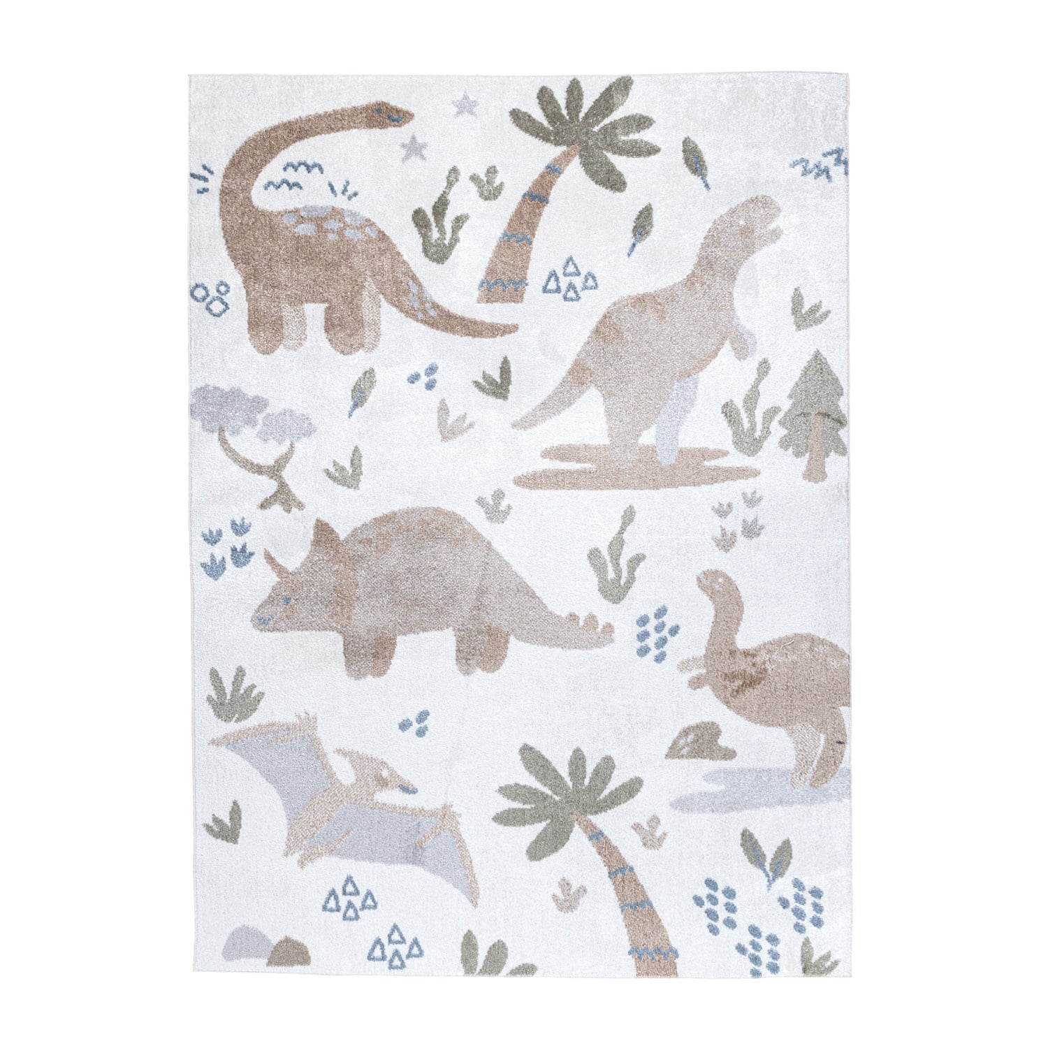 Washable Kids Rug - Mace Dino Cream