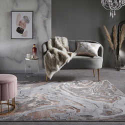 Marble Floor Rug - Erio Marbled Grey/Pink