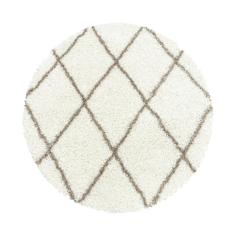 Round Berber Rug - Agadir Lines Creme/Beige