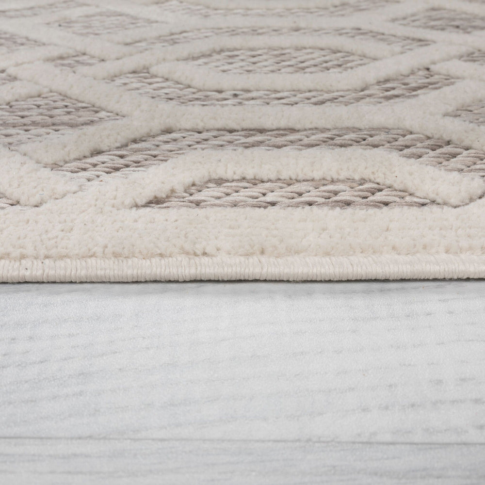 Round outdoor rug - Piatto Mataro Cream/White