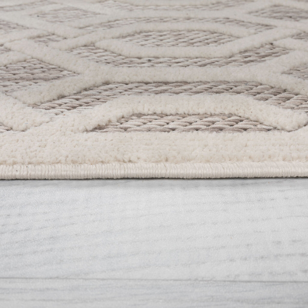 Round outdoor rug - Piatto Mataro Cream/White