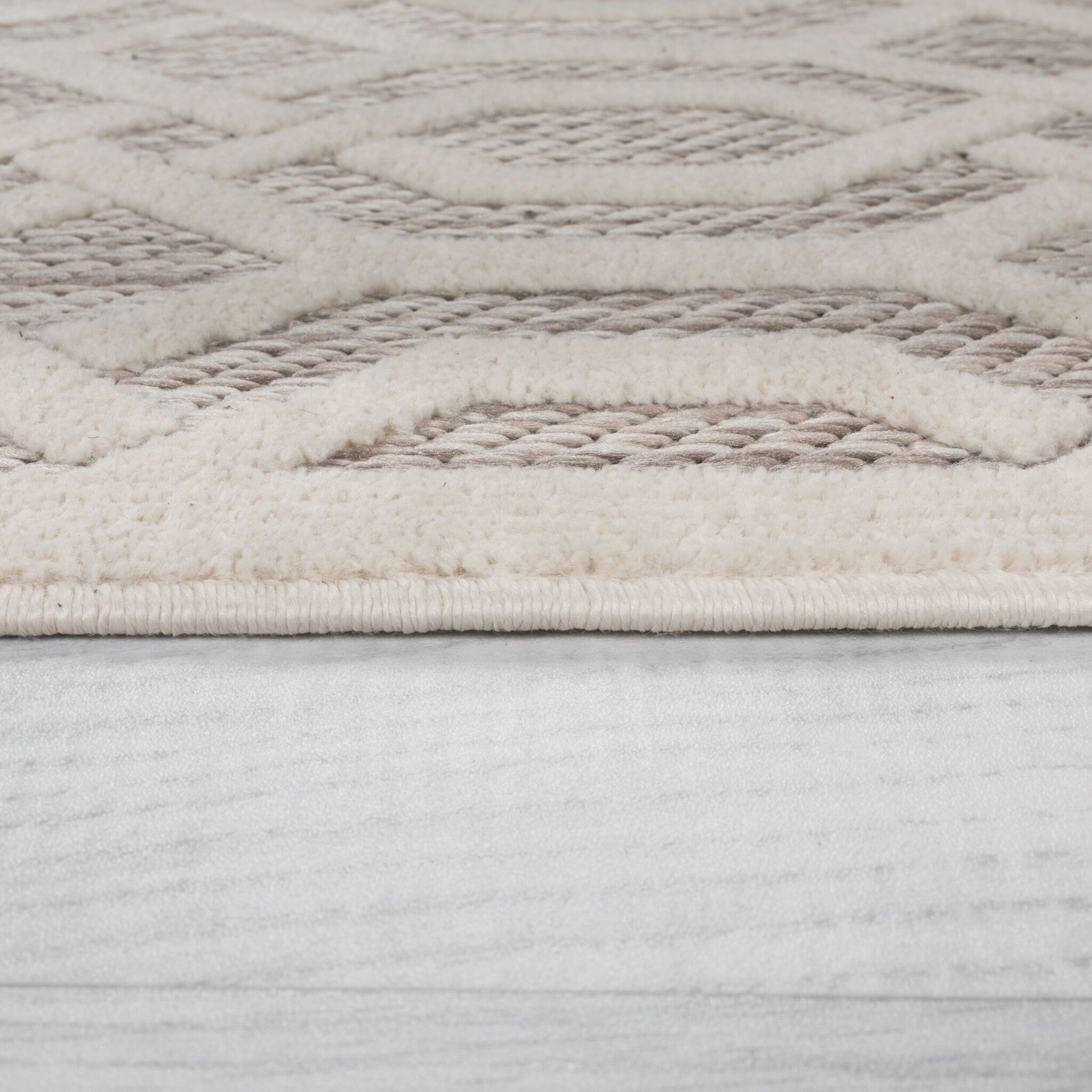Round outdoor rug - Piatto Mataro Cream/White