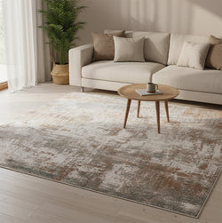 Washable Abstract Rug - Misha Grunge Cream/Brown