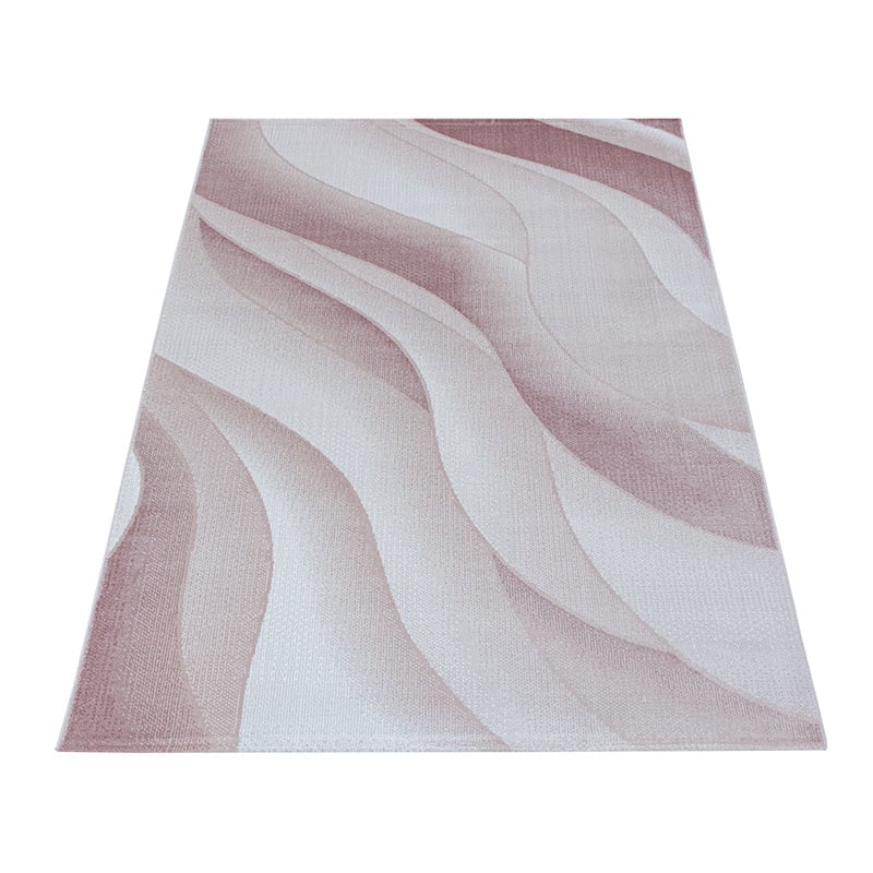 Modern floor rug - Streaky Waves Pink/Cream
