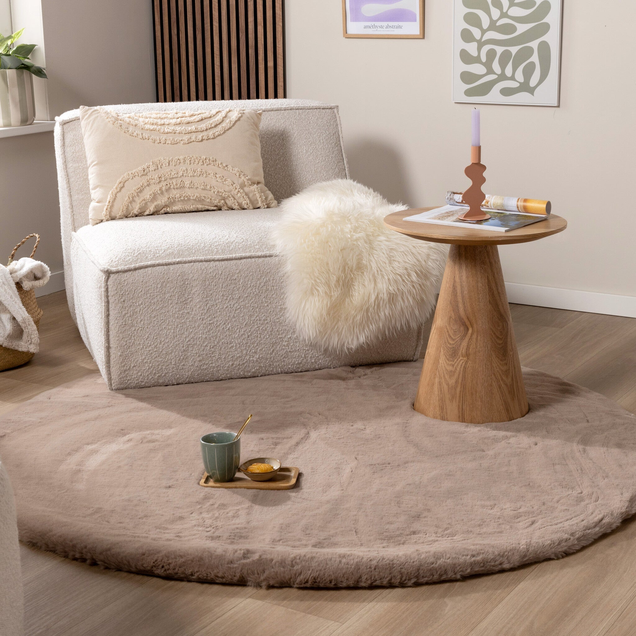 Round High Pile Rug - Comfy Supreme Taupe