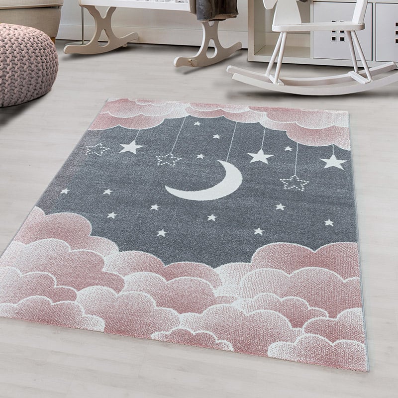 Children's floor rug - Fleurtje Moon Pink