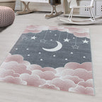 Children's floor rug - Fleurtje Moon Pink