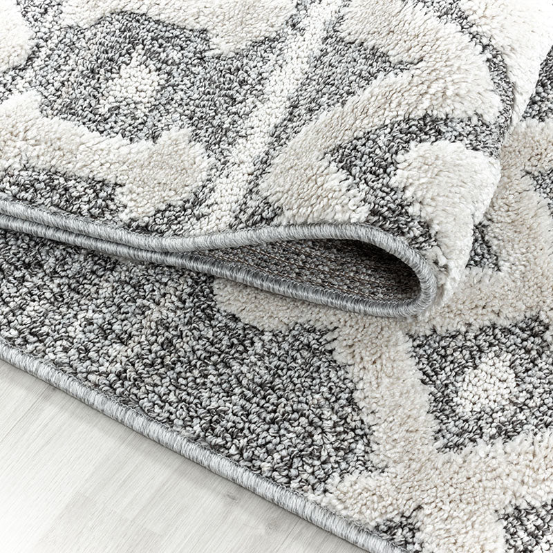 Round Scandinavian Floor Rug - Pitea Knot Grey/Cream