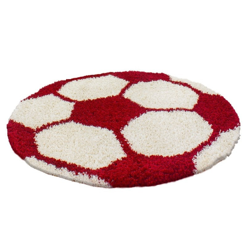 Round high-pile floor rug - Fun Red