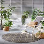 Round Outdoor Rug - Floreno Milan Anthracite/Beige
