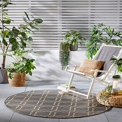 Round Outdoor Rug - Floreno Milan Anthracite/Beige