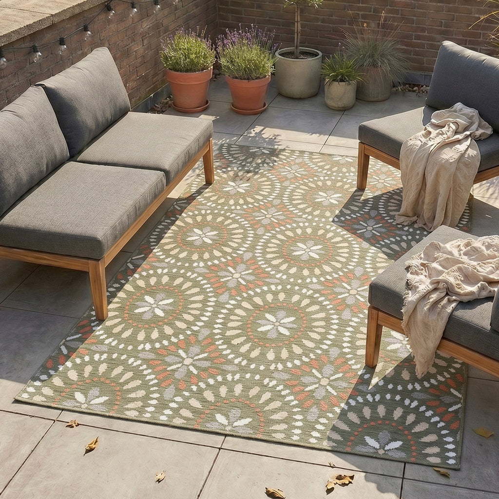Indoor Outdoor Rug - Ranch Mandala Green