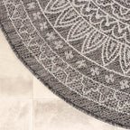 Round Outdoor Rug - Summer Azteca Grey