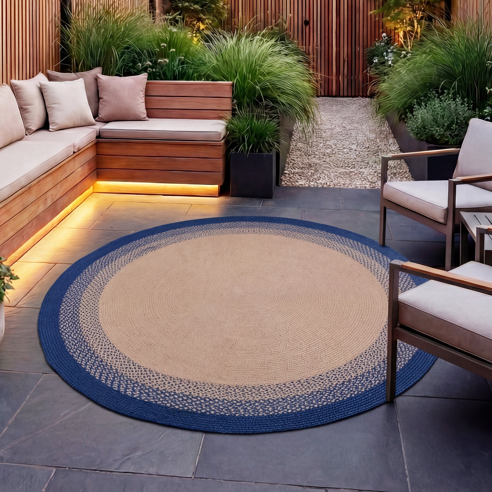 Round Indoor Outdoor Rug - Florence Blue