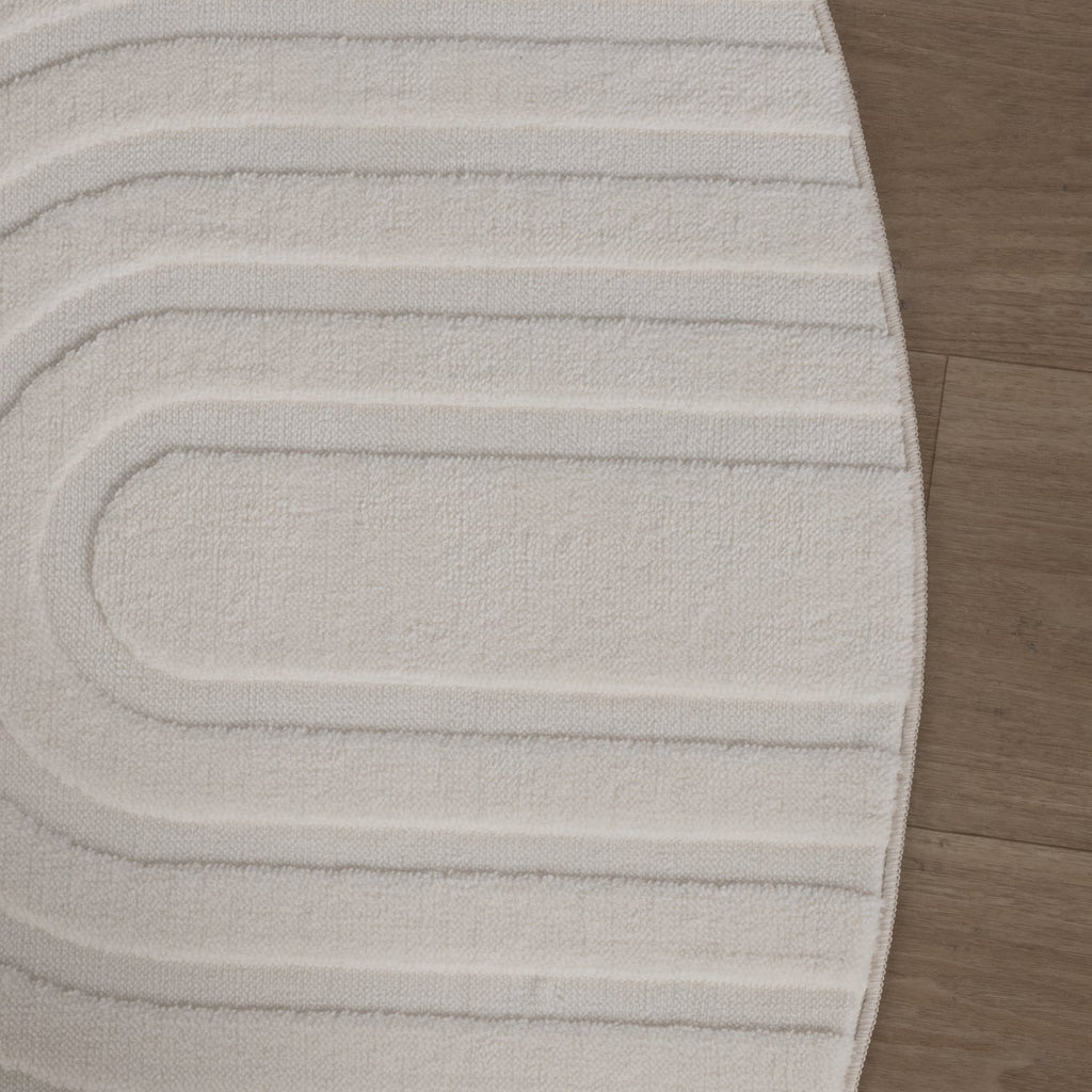 Round Scandinavian Rug - Charm Curves White