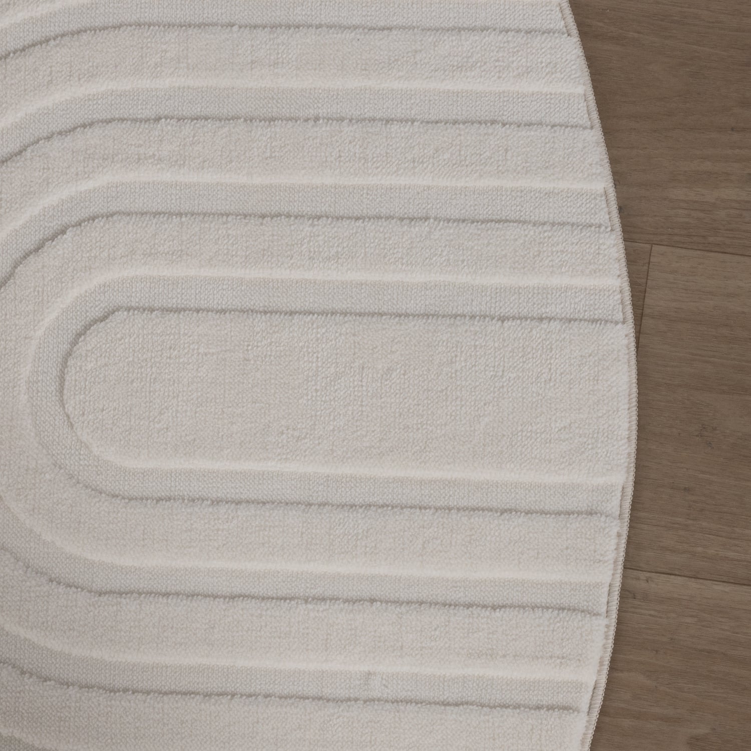 Round Scandinavian Rug - Charm Curves White