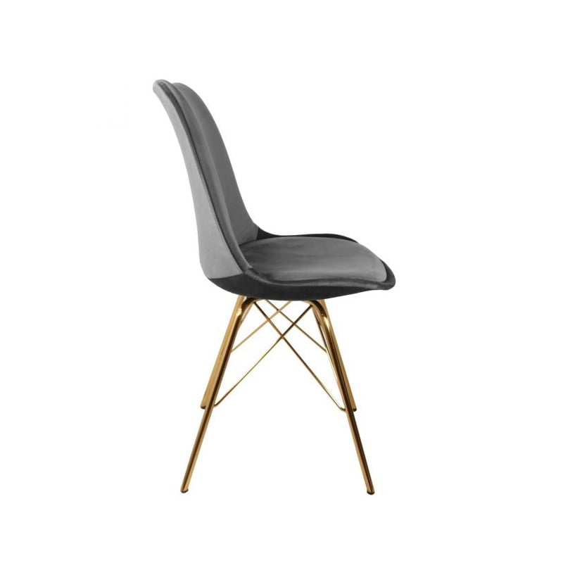 Chair Velvet Dark Grey - Gold frame