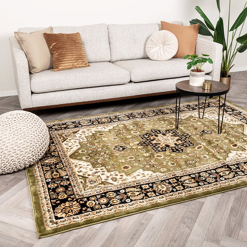 Persian Rug - Rezah Medallion Olive Green