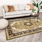 Persian Rug - Rezah Medallion Olive Green